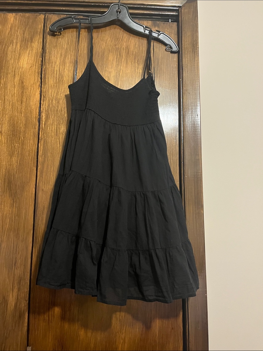 HYFVE Black Tiered Spaghetti-Strap Mini Dress